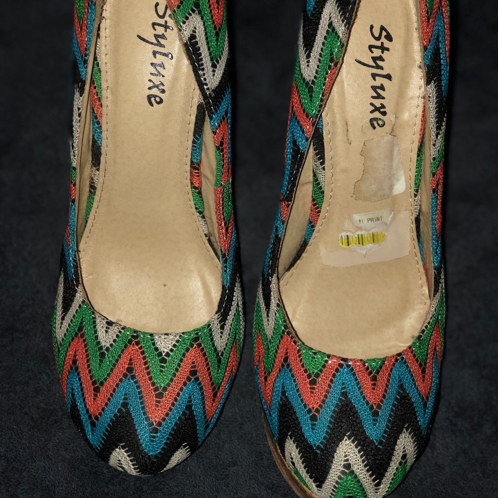 Aztec print heels